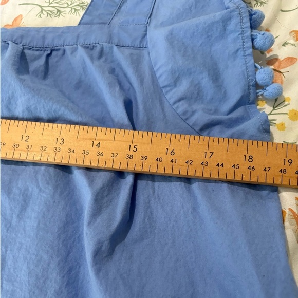 J. Crew square neck Pom Pom sleeve blue top size 10 - Picture 8 of 9